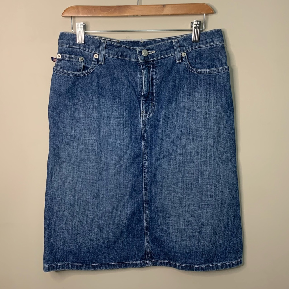 Polo Ralph Lauren Knee Jean Skirt Midi Vintage Women’s Size 4‎